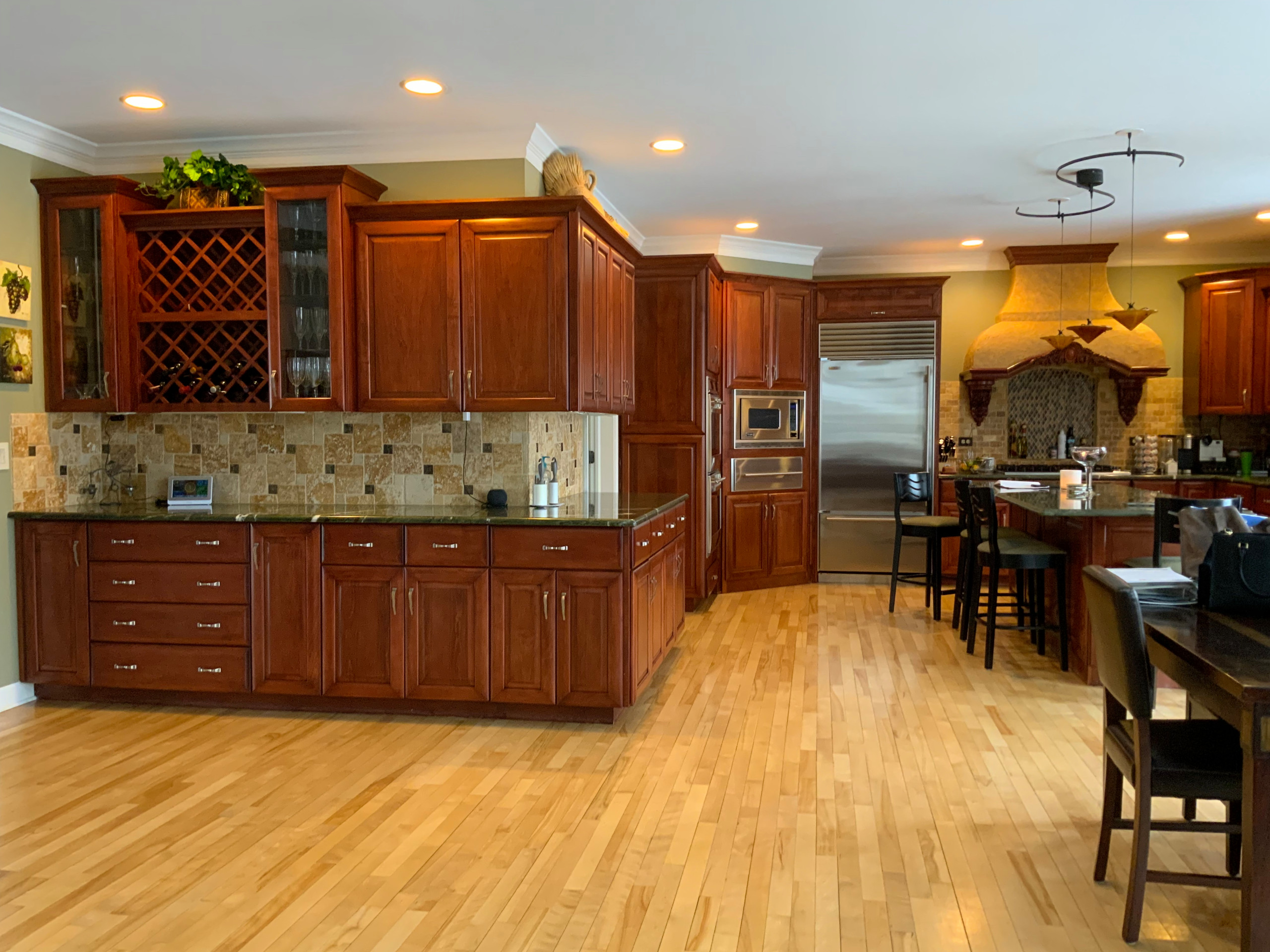 Chic Transitional Kitchen and Living Room