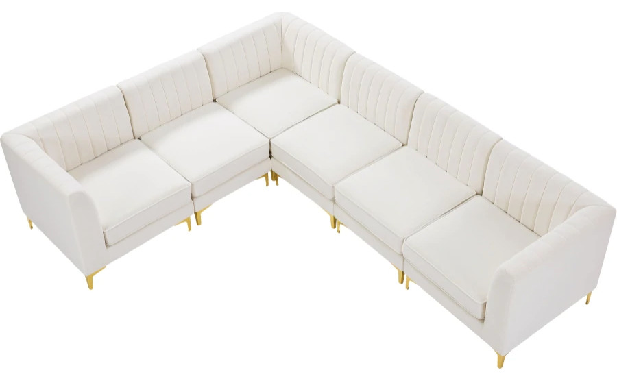 Luxury Seating and Decor Lovely Velvet Modular Sectional Cream