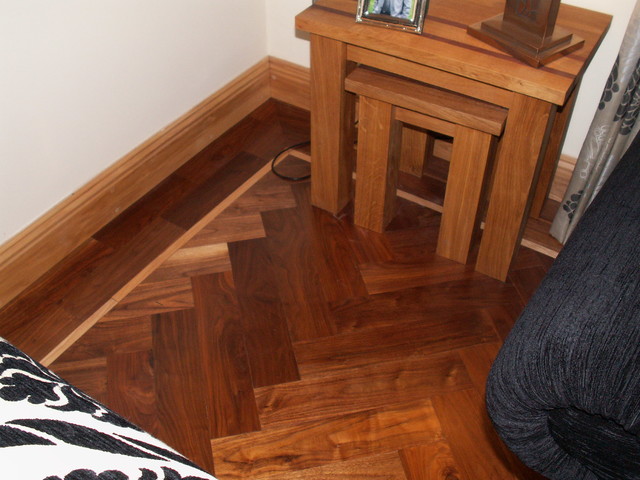 Bespoke Ash Plank Walnut Border traditional-living-room
