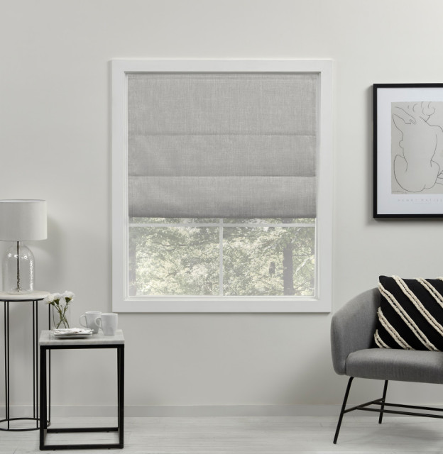 Exclusive Home Acadia Total Blackout Roman Shade, 31x64, Silver