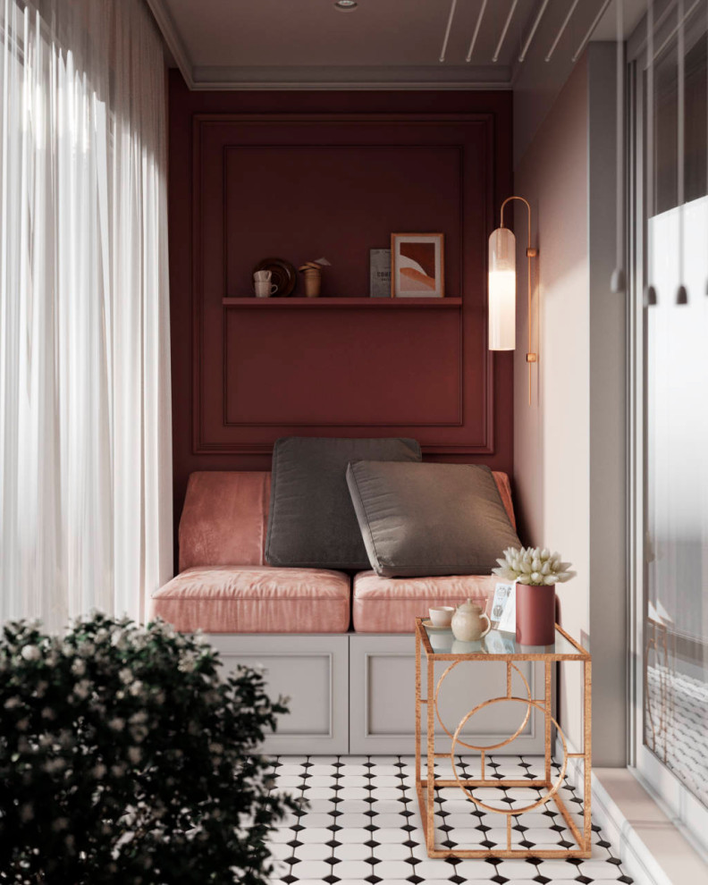 Gray-pink interior. Apartment in St. Petersburg in the neoclassical style