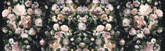 Black Victorian Floral Wallpaper Mural - Contemporary - Wallpaper - by