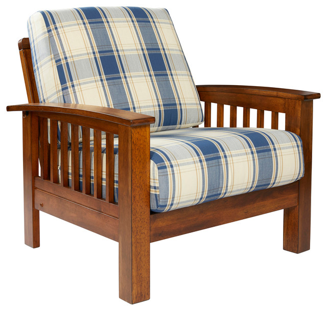 Maison Hill Mission Style Arm Chair With Exposed Wood Frame Craftsman