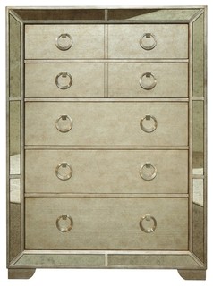 Pulaski Farrah 5 Drawer Chest With Mirror Panels, Metallic ...