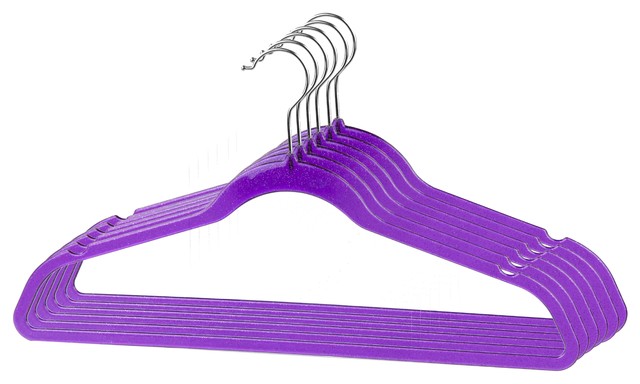 Home Basics 6PK Plastic Glitter Hanger, Purple
