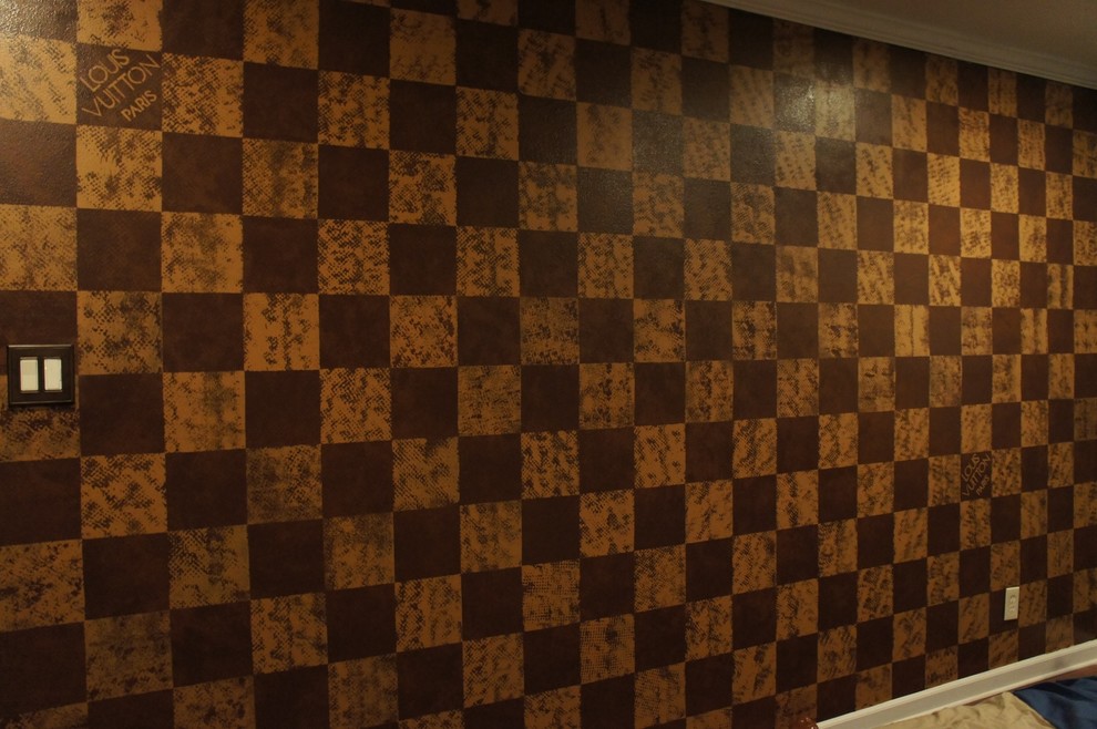 Louis Vuitton damier style accent wall - Traditional - New York - by The  Wall Ink | Houzz