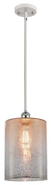 Stem Hung 9" Mini Pendant White and Polished Chrome -  Bulb Included