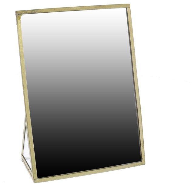Minimalist Brass Gold Tabletop Vanity Mirror 7 Easel Makeup Classic Simple