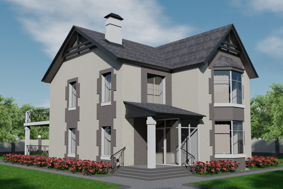 Двухэтажный кирпичный дом