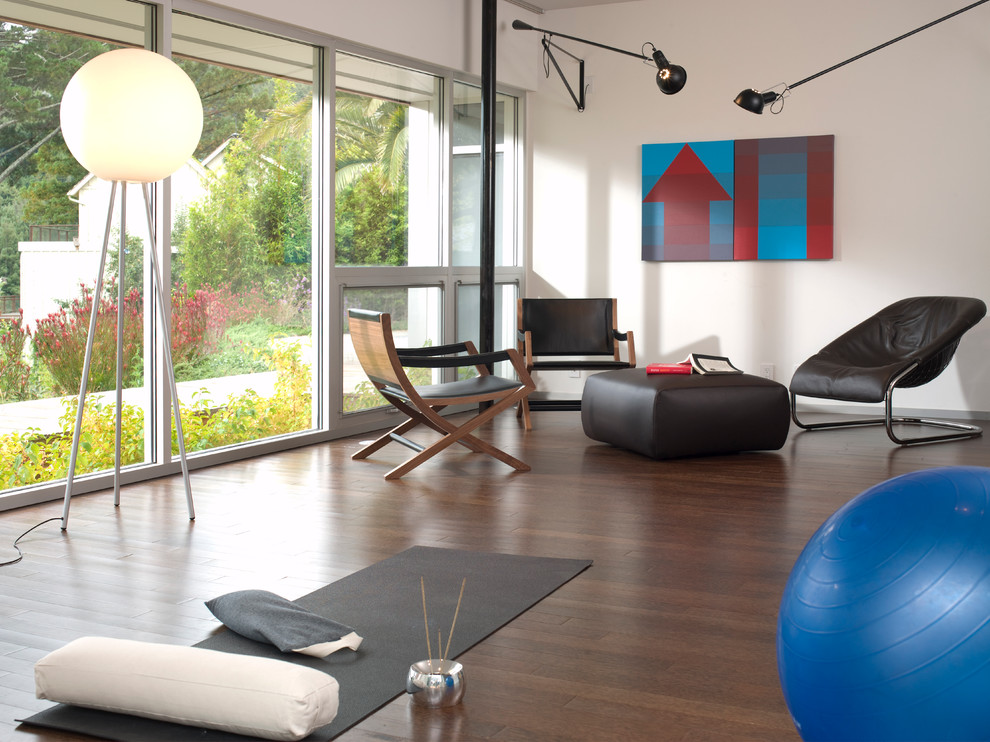 This is an example of a contemporary home yoga studio in San Francisco.