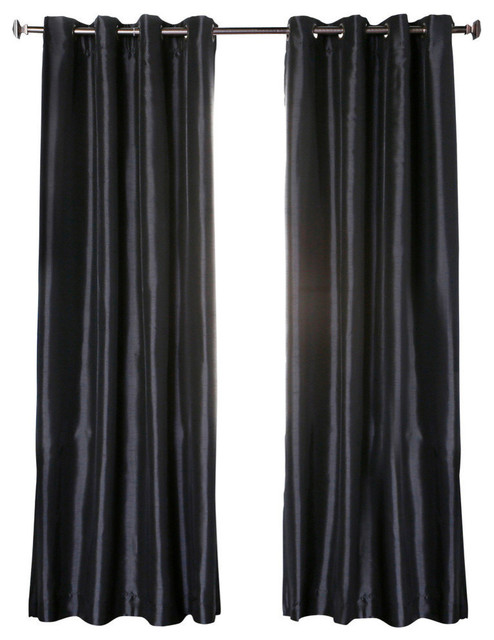 Dupioni Faux Silk Grommet Top Blackout Curtain Contemporary