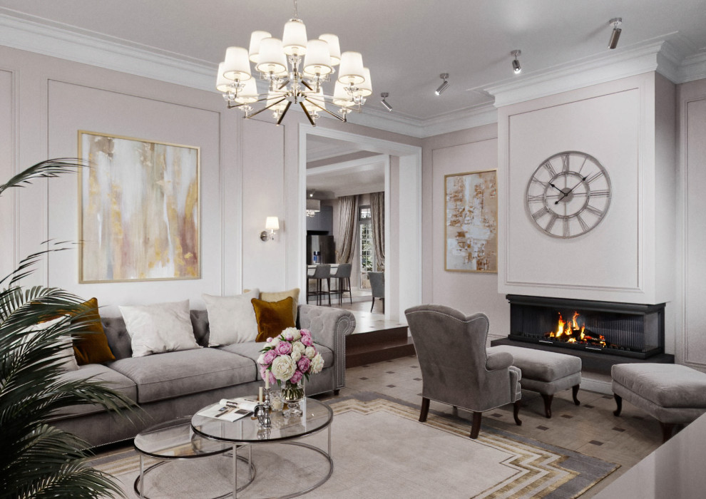 КЛАССИЧЕСКАЯ ГОСТИНАЯ В ЗАГОРОДНОМ ДОМЕ