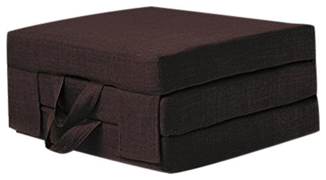 Futon Guest Mattress, Polyester, Carry Handles, Modern Design, Single, Chocolate