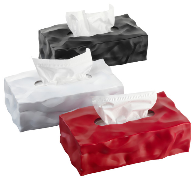 Essey Wipy II White Tissue Box Holder, Long Rectangular Contemporary
