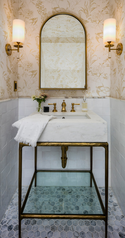 Inspiration for a timeless powder room remodel in Seattle