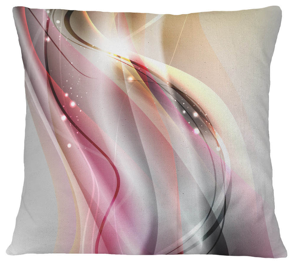 Pink Brown Abstract Lines Abstract Throw Pillow, 18"x18"