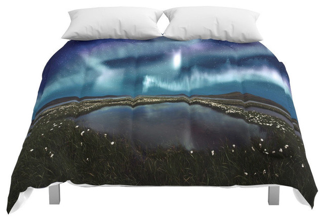 Society6 Northern Lights Comforter Contemporary Comforters And