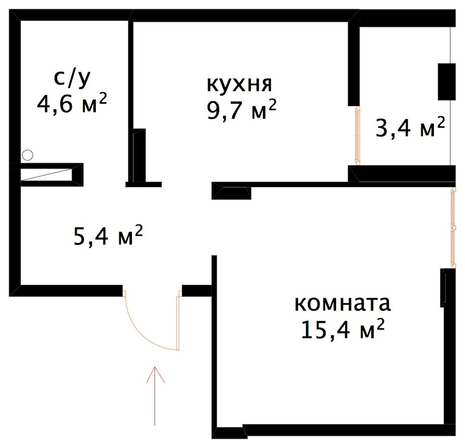Однокомнатная квартира-студия 40 м² в ЖК Комфорт Таун