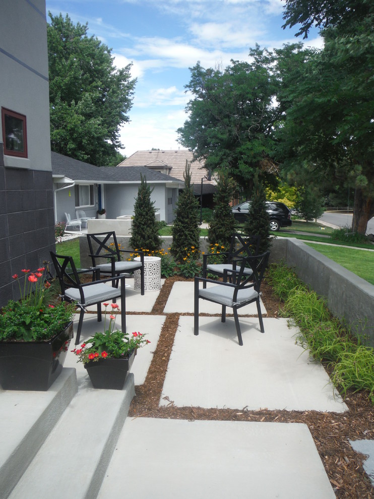 Photo of a large modern front yard garden in Denver.