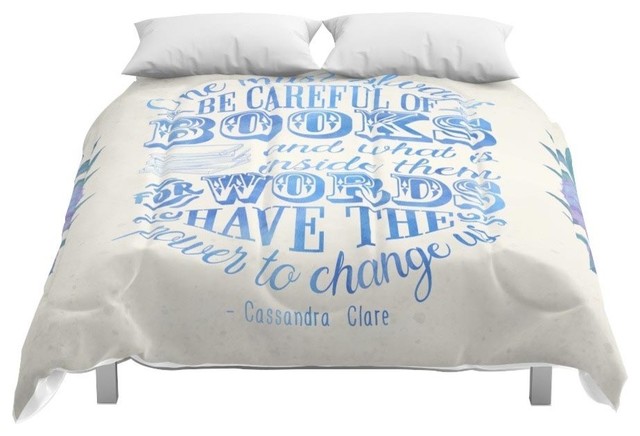 Society6 Be Careful Of Books White And Blue Comforter