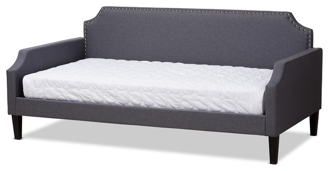 Walden Modern And Contemporary Grey Fabric Upholstered Twin Size Sofa Daybed