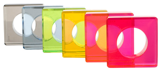 Acrylic Dining Napkin Rings 6-Piece, Neon Pop