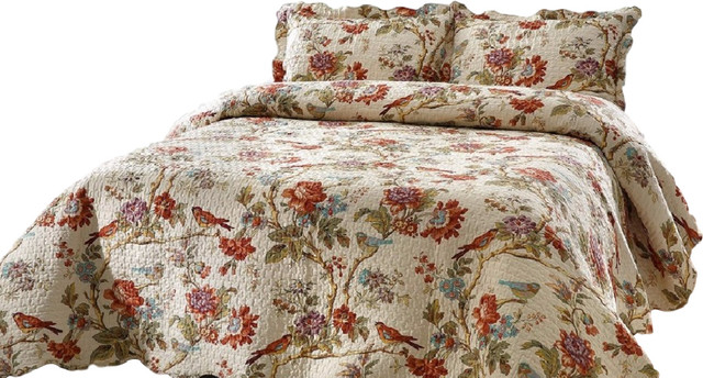 Ochre Patch Magic Finch Orchard 3-Piece Quilt Set King Floral