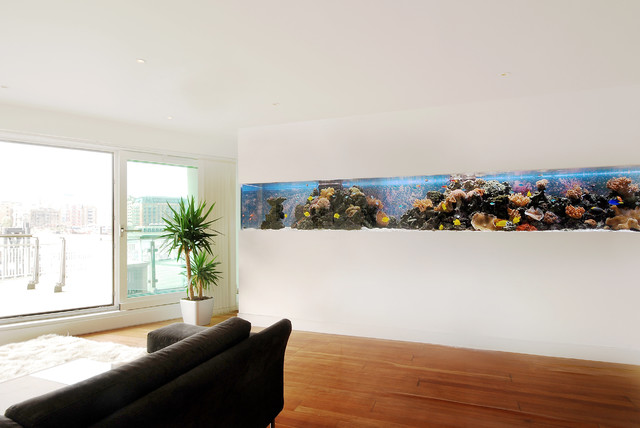 Aquarium Architecture Modern Living Room London By