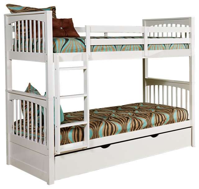 Hillsdale Pulse Wood Twin Over Twin Bunk Bed With Trundle, Twin Over