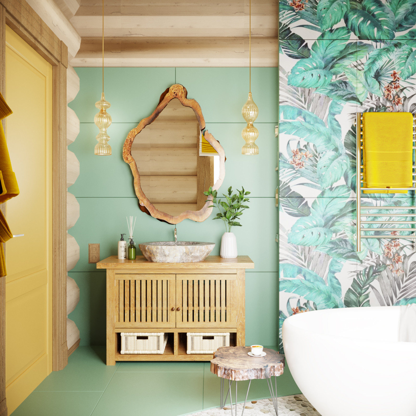 Деревянный дом из дикого бревна