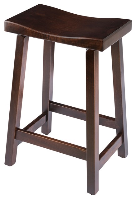 Urban Rustic Saddle Bar Stool, Maple Wood, Bar Height - 30 