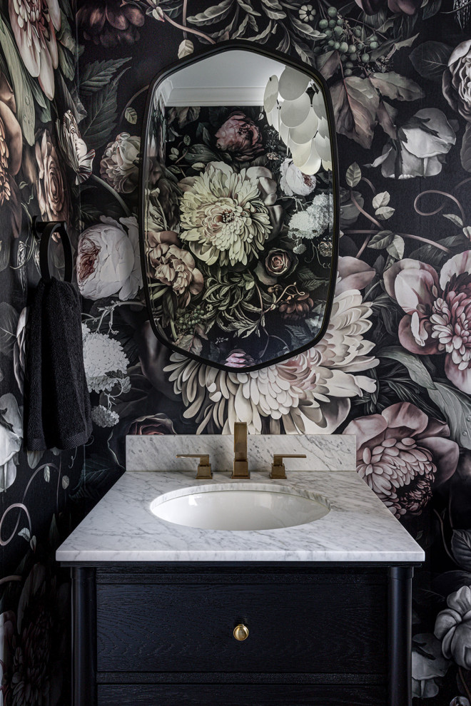 Design ideas for a transitional powder room in Chicago.