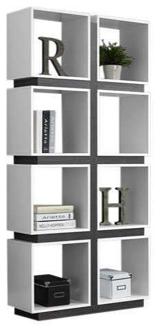 71" Bookcase, White/Gray