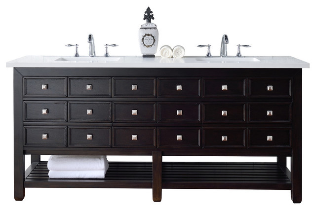 Vancouver 72 Cerused Espresso Oak Double Vanity Transitional Quebec Espresso Double Bathroom Vanity No Top 72