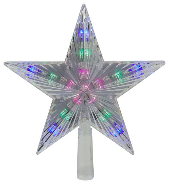 9.5" Lighted Clear 5 Point Star Christmas Tree Topper - Multicolor LED ...