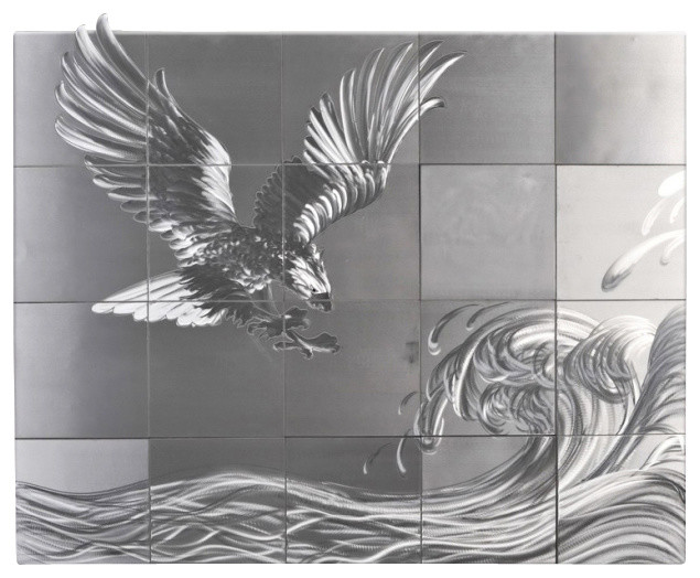 Metal Wall Art Huge 20 panels Silver Eagle