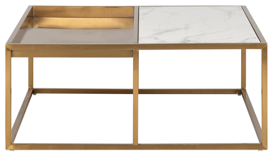 Brushed Gold Coffee Table OROA Duran Contemporary Coffee Tables