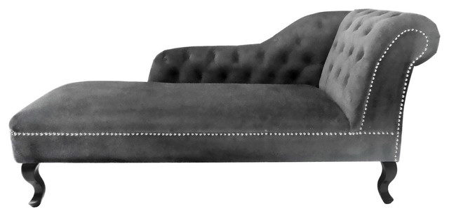 Regents Park Chesterfield Chaise Lounge Transitional Indoor Regents Park Chesterfield Chaise Lounge Gray