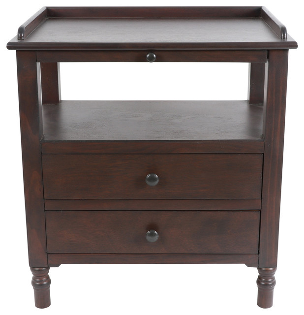 Timothy Side Table With Pull Out Tray Traditional Tables Timothy Side Table With Pull Out Tray Brown Walnut
