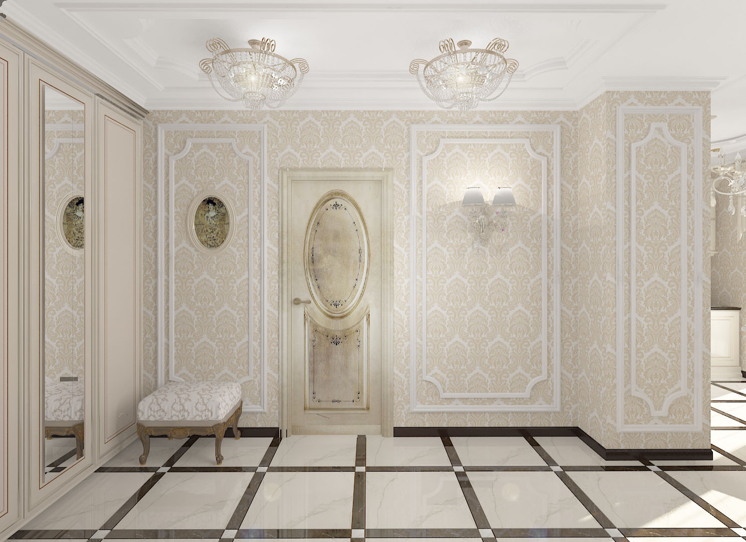 Квартира в бежевых тонах в стиле неоклассика