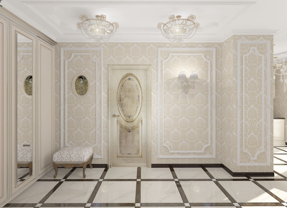 Квартира в бежевых тонах в стиле неоклассика