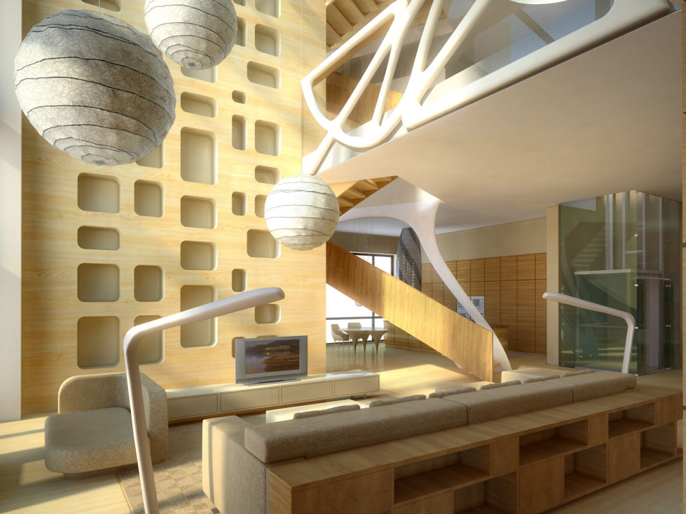 House in a pine forest - the 3D view