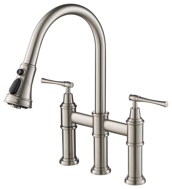 Kraus Allyn Bridge Kitchen Faucet With PullDown Sprayhead
