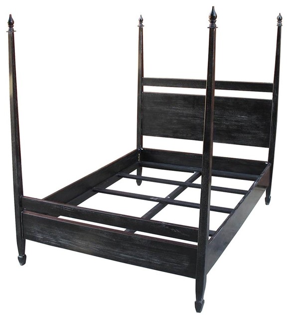 Canopy Bed Black Wood / Cumberland Queen Canopy Bed In Textured Black ...