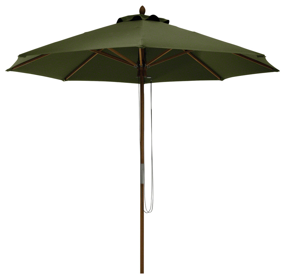 Montlake Fadesafe 9' Round Bamboo Patio Umbrella Contemporary