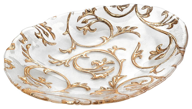Bisanzio Centerpiece Tray, Clear and Gold
