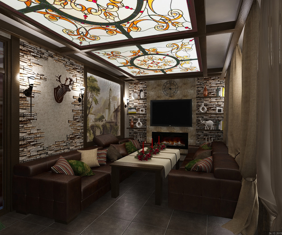 Каминная с витражным потолком