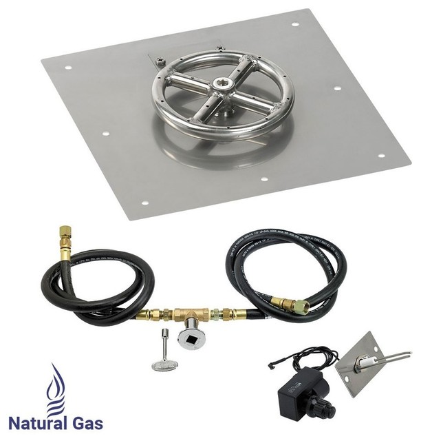 Round Gas Fire Pit Tray With Spark Ignition Kit Traditional Fire