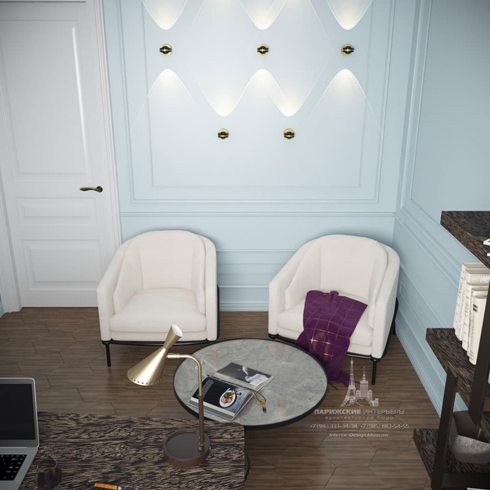 Океанский подарок. Бордовые акценты в московской 3-комнатной квартире