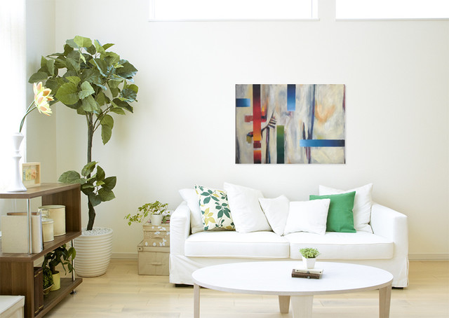 White sofa living area skandinavisk-vardagsrum